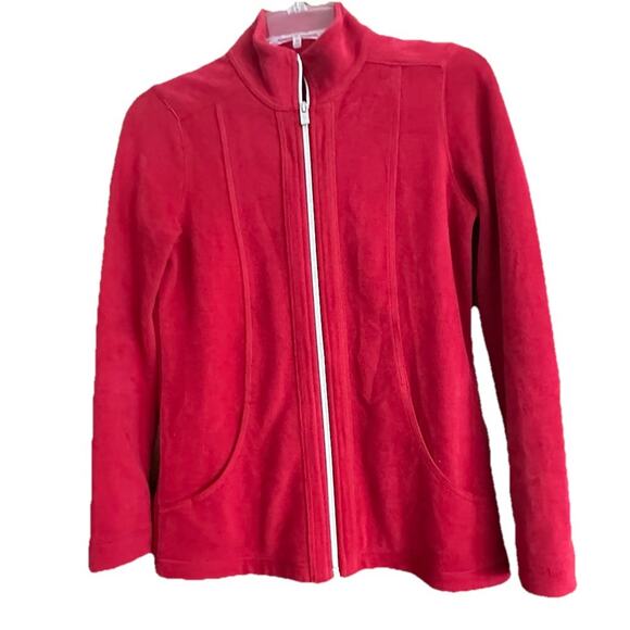 Tommy Bahama Women's Sweatshirt Aruba Full Zip Red Pockets Long Sleeve XXS Soft - Picture 1 of 14